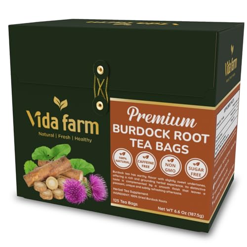 Image of VIDA FARM 125 Burdock Root Tea Bags | Natural Burdock Root, 100% Dried Herbal Tea, Caffeine Free, Sugar Free