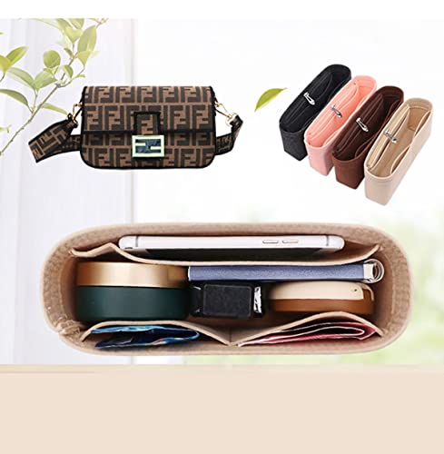 Lckaey Tote/Organizer für Fendi Baguette 19 26 33 Innentasche, Schwarz -M, Handbag Organizer, Filz, Einsatzmontage