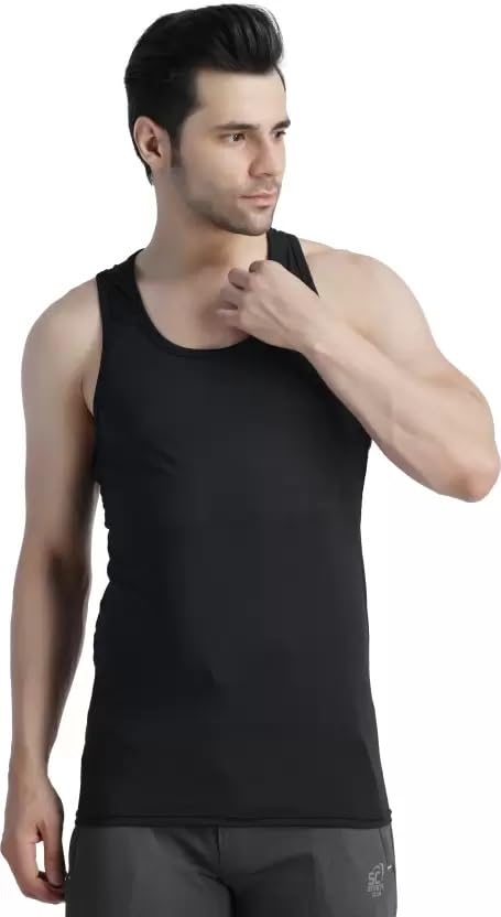 aryan hosiery Men's Banyan Sleeveless Tummy Tucker Vest/Innerwear for Men (Black) (XL)-picture-32