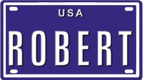 ROBERT USA MINI METAL EMBOSSED PLATE NAME FOR BIKES, TRICYCLES, WAGONS, KIDS DOORS, GOLF CARTS, BABY STROLLERS, PEDAL CARS. OVER 400 NAMES AVAILABLE. TYPE IN "NAME" USA PLATE IN SEARCH. YOUR NAME WILL SHOW UP.