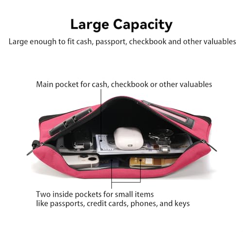 Image of KOSMCCO Money Bag with Lock, 11.8 x 7.9 Inches Durable Canvas Cash Bag Bank Bag for Cash