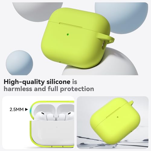 Image of Ljusmicker for AirPods Pro 3 Case 2025 with Cleaner Kit,Fluorescent Green | Soft Silicone Protective Cover for Apple AirPod Pro 3rd Generation Case with Keychain for Women Men,Shockproof