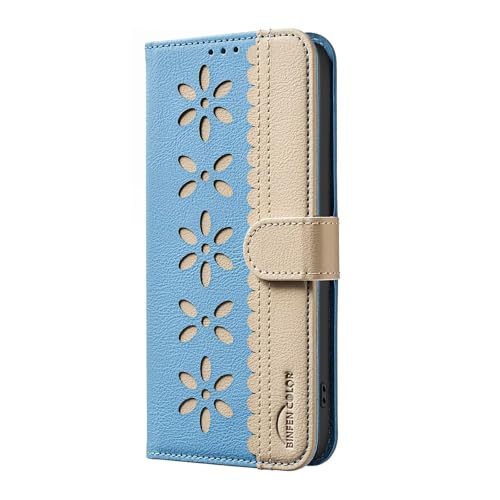 Étui pour Redmi 15 4G avec portefeuille RFID et fente pour carte en bleu clair