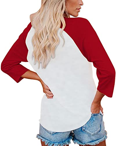 Freedom Patriotic Tshirts Tops For Women Casual Summer 3/4 Sleeve Comfy Colors T Shirts 4Th Of July Blouse #TOP1