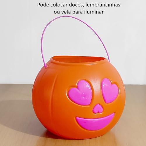 Balde no Formato de Abóbora Coração Laranja Festa Decoração Halloween dia Bruxas