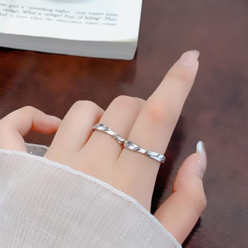 Bague Couple Argent Réglable 925 | Finition haut de gamme durable - 5