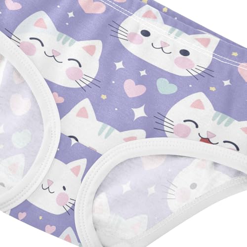 Wusikd Cute Cats Girls' Underwear Cotton Hearts Girls Briefs Soft Toddler Underwear 2T4