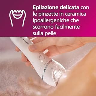 Philips Epilator Series 8000, dispositivo di epilazione Wet & Dry cordless per gambe e corpo con 6 accessori, rifinitore ed esfoliante corpo, modello BRE715/00