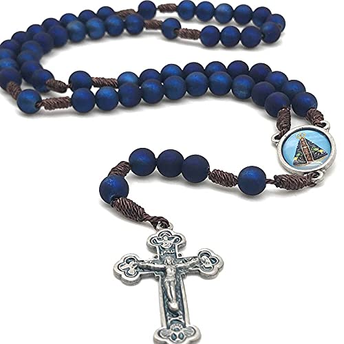 Terço Metálico Nossa Senhora Aparecida Azul