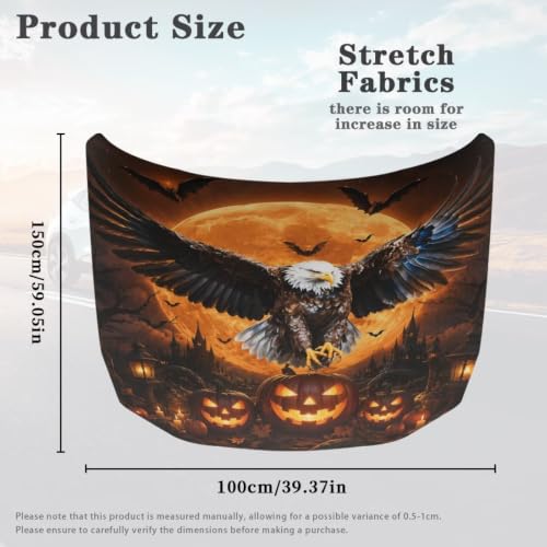Image of Car Hood Cover Protector Waterproof Auto Hood Wrap Blankets Halloween Decorations Auto Patriotic Decorative Accessories for Sedans SUVs Pickup Trucks (American Flag Eagle Design)
