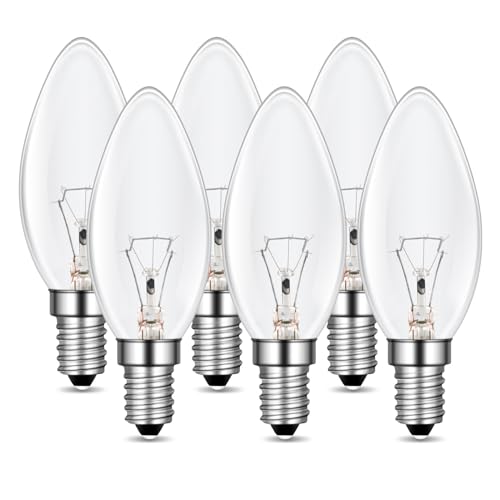 E14 Kerze Lampe Dimmbar C35 Klar Glas Birne 2700K Warmweiß 400 Lumen Kerzeform AC 230V E14 Kerzenlampen für Kristall Licht Kronleuchter Wandlampe Leuchter Schreibtischlampe 6 Stück
