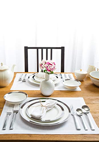 Solino Home Linen Placemats 14 X 19 Inch – Set Of 4, 100% Pure Linen White Placemats For Spring, Easter, Summer, Party, Indoor – Fete, Handcrafted From European Flax And Machine Washable #TOP21