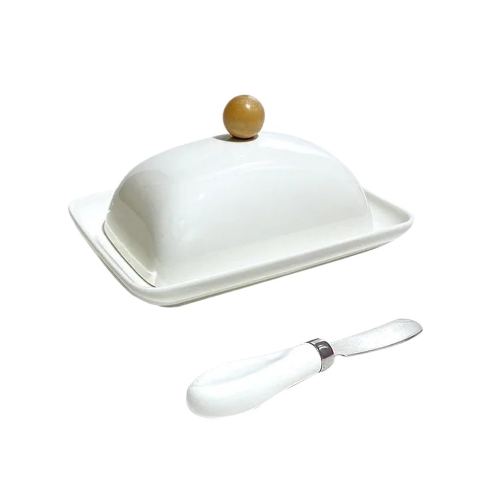 Zyyanshop White Butter Dish Cheese Organiser With Lid Butter Dish Multi-Purpose Kitchen