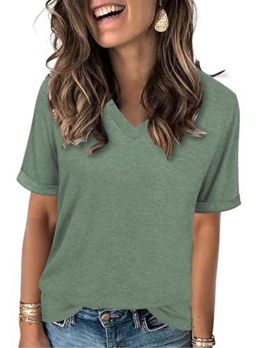 Women's T Shirts V-Neck 2025 Fashion Spring Summer Casual Women Tops Trendy Cute Fit Tee S-XXL