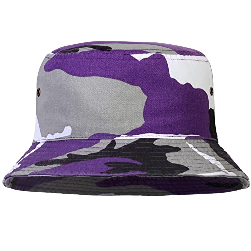 Men Women Unisex Cotton Bucket Hat 100% Cotton Packable For Travel Fishing Hunting Summer Camp (L/Xl, Purple Camo) #TOP11
