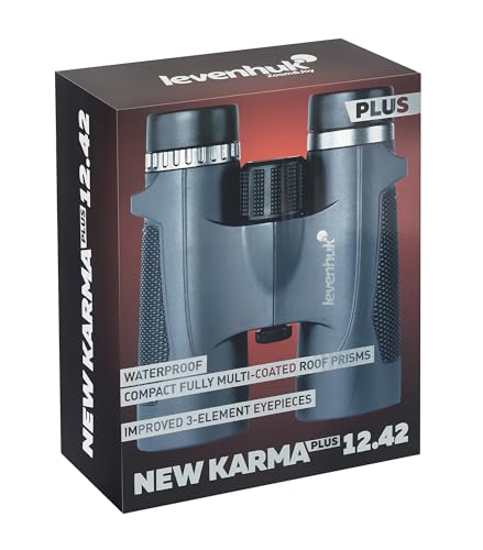 Levenhuk New Karma PLUS 12x42 - lornetka dla dorosłych, kompaktowa, mocna, z pryzmatami BaK4 i soczewką FMC, długodystansowa do obserwacji ptaków i polowań, wodoodporna