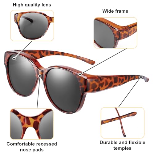 Polarized Fit Over Glasses Sunglasses for Women, 2 Pack Lightweight OTG Sunglasses UV400 Protection for Driving Outdoor2