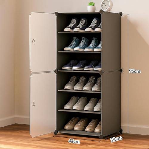 Image of Premium Modular Plastic Shoe Rack for Home | ๐ ๐๐๐๐๐
Shoe Rack with 3 Doors, Hook Holder for Home Storage Organizer with Metal Door Frame to Cover Chappal Slipper Sandals Shoes - Grey