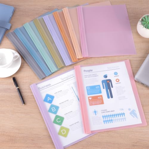 Image of Ndsox 30 Pack Clear Front Report Covers with 3-Prong Fasteners for 8.5 inchx11 inch | Plastic Presentation Folders Clear Front, 3 Prongs Report Covers, Resume Folders for Interview, 10 Colors, Large Capacity