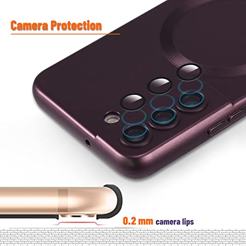 Image of Magnetic Silicone Samsung Galaxy S22 Plus Case - Slim Fit Anti-Scratch with Camera Protection, Compatible with MagSafe, Red