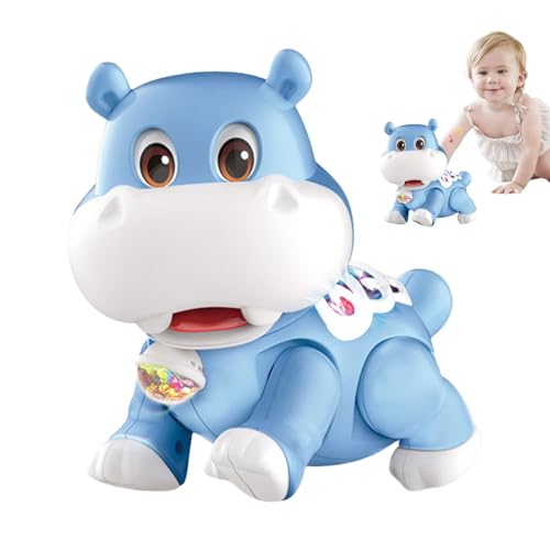 Générique Crawling Hippo Baby Musical Toy, Baby Crawling Toys - Hippo Sensory Music Moving Walking Baby Game,Toddler Sensory Musical Toys for Kids Boys Girls