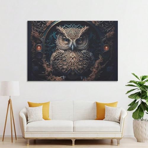 AIHNBF Ornate Owl Canvas Wall Art Print - Detailed Steampunk Animal Decor for Living Room, Bedroom, Office - Majestic & Mysterious Aesthetic, Canvas 80 x 120 cm steampunk buy now online AIHNBF Ornate Owl Canvas Wall Art Print - Detailed Steampunk Animal Decor for Living Room, Bedroom, Office - Majestic & Mysterious Aesthetic, Canvas 80 x 120 cm steampunk buy now online