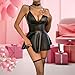 Todetana PU Leather Lingerie Dress for Women Deep V-Neck Backless Bodycon Mini Dress with Adjustable Neck Ring Sexy Faux Leather Clubwear, 3 Pack Set Black