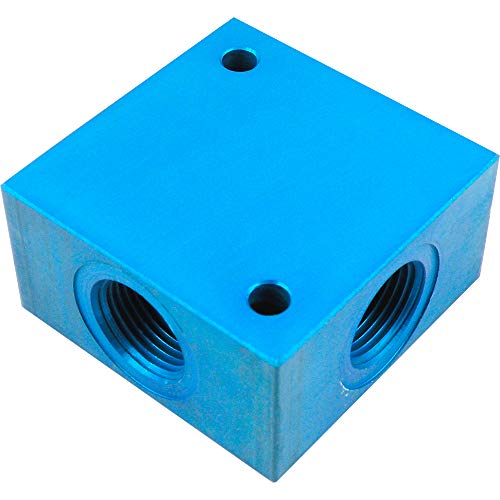 Fittingteile - Kreuz-Verteilerblock 4-fach Aluminium bis 16 bar Druckluft Wasser Gewindefittings (Gewindegröße: G 1/2")