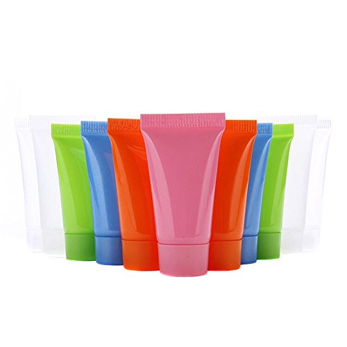 24Pcs 5ml Empty Plastic Soft Tube Sample Bottle Container Jar Pot Case Perfect for Emulsion Shower Gel Shampoo Facial Cleanser(Colour Random)