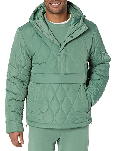 Amazon Essentials Chaqueta Acolchada Estilo Anorak con Capucha y Cremallera De Un Cuarto Hombre, Verde Salvia, XL