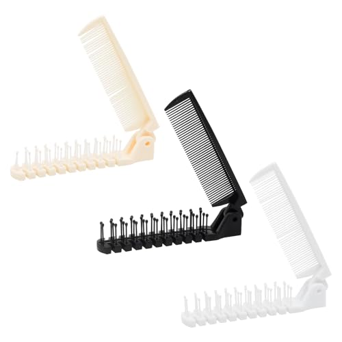 Pocoxll 3 Pack Travel Foldable Brush, Folding Comb with Dual-Headed Design for Women (Multi-colored)