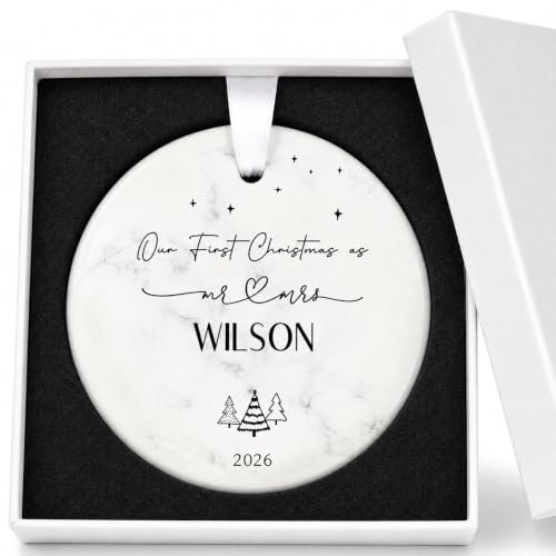 Mr Mrs Personalized Wedding Ornament