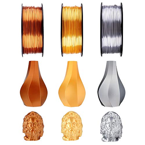 Image of eSUN Silk Metal PLA Filament 1.75mm, Silky Metallic 3D Printer Filament PLA, Dimensional Accuracy + /- 0.05mm, 1KG Spool (2.2 LBS) 3D Printing Filament for 3D Printers, Silk Gold