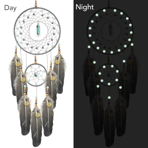 Dream Catchers for Adults Kids Handmade Dreamcatcher Hanging for Boy Girl Bedroom Wall Dector Glow in Dark Gift - Thumbnail 3