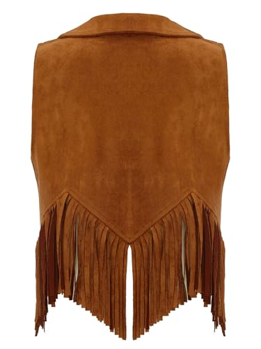 Moily Kids Boys Girls Cowboy Cowgirl Vest Suede Tassel Fringe Waistcoat Halloween Western Rodeo Dressy Outfit2