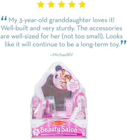 Melissa & Doug Wooden Beauty Salon Play Set, 18-Piece Vanity with Pretend Play Toys, Makeup, Mirror, Accessories & More, Preschool Toys for Girls & Boys Ages 3+ - FSC Certified (Pack of 2) — view 7