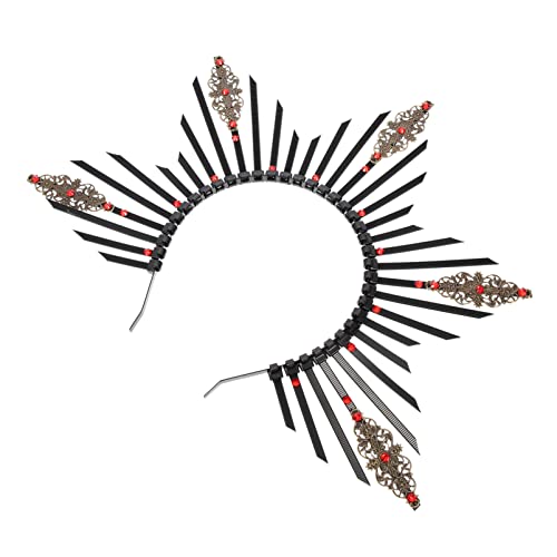 LALAFINA Couronne de Halo Vintage Bandeau de Princesse Strass Halo Bandeau pour Femmes Filles (Noir) Cover