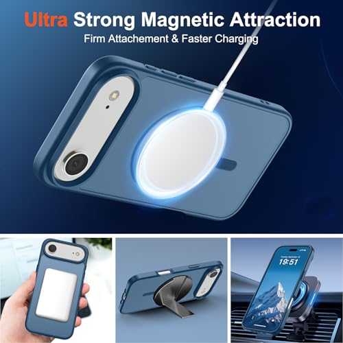 Image of SUPFINE Magnetic for iPhone Air Case (Compatible with MagSafe)(Military Grade Drop Protection) Slim Translucent Matte Shockproof with Anti-Fingerprint Phone Cover for 17 Air,Deep Blue