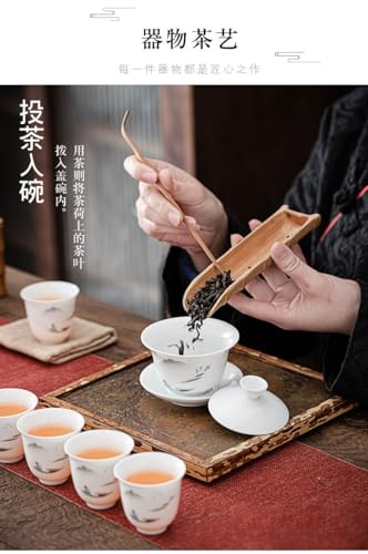 Image of Liang baobao Gaiwan with 4 Cups Sets White Porcelain Chinese Tea cups Gongfu Tea Set (landscape)