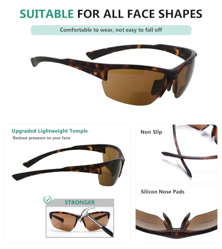 Image of Eyekepper Bifocal Sunglasses for Women Men, Rectangular Frame | Outdoor Sports Bifocal Reading Sunglass, with Readers Built in, Mens Tinted Sun Reader Bifocals, Ladies Cheater,Wrap Half Rim
