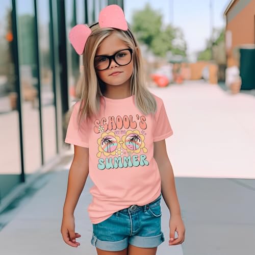 Girls School's Out for Summer Shirt Last Day of School T-Shirt Kids Funny Graphic Summer Break Short Sleeve Tees Tops3