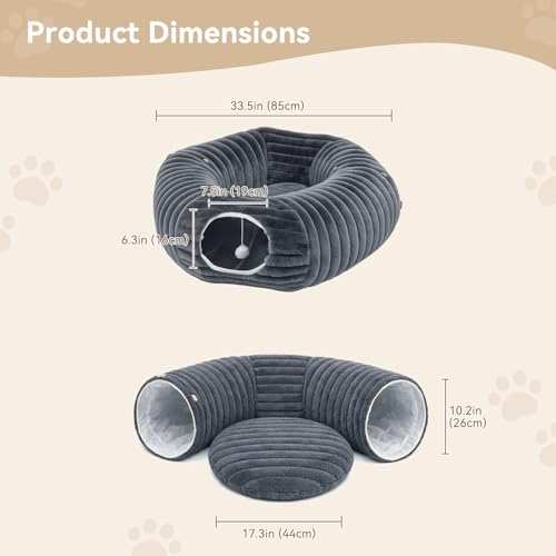 Dogpals Cat Tunnel Bed Cave 33" Lx10 Wx10 H for Indoor Cats by Dogpals - Image 6