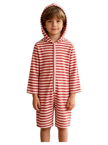 Mono con capucha infantil anti desabrochable estilo casual de rayas 3