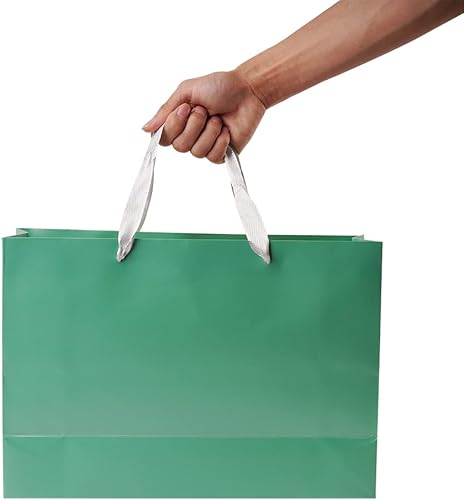 ysmile Bolsa de regalo verde extra grande individual con papel de envoltura para mujeres 16.5 "Bolsa de papel preminum con asa