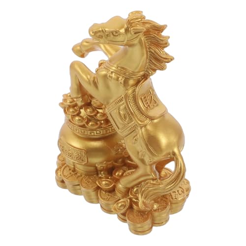 Décoration de maison : figurine cheval Feng Shui or, le cadeau idéal pour la richesse
