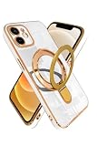 シズカウィルRe iPhone 12 用 スマホケース MagSafe対応 耐衝撃 リング スタンド ワイヤレス充電 レンズ保護 ホワイト 1個入り