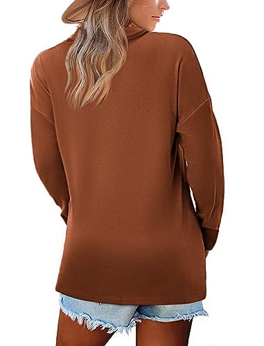 Image of Women's Long Sleeve Tops Fall Shawl Neck Tunic Tops for Leggings Casual Blouse Sweatshirt