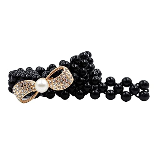 Image of REDHORNS Rhinestone Elastic Waist Belt for Women Dresses Beaded Design Stretchy Slim Waistband, Belly Chain Kamarband for Ladies Saree - Free Size