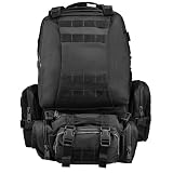 aiGear 55L plecak taktyczny/wojskowy | wodoodporny o dużej pojemności | dla mężczyzn i kobiet na sporty na świeżym powietrzu, trekking, wędrówki, podróże, kemping, czarny, 55L
