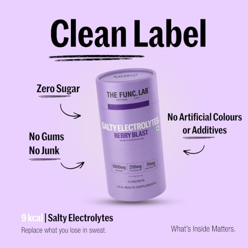 Image of The Func. Lab Daily Electrolytes - Salty Berry Blast | 15 Sachets | Instant Hydration Powder with Sodium, Potassium, Magnesium | Sugar-Free, No Preservatives | Instant Energy, Performance & Recovery Drink